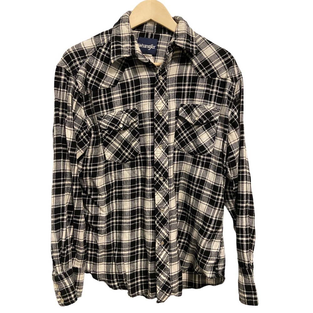 Western snap front black plaid size large GUC